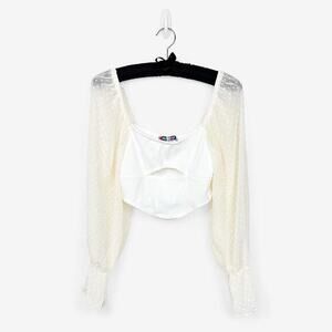 Urban Outfitters Mirabel Puff Sleeve Blouse Size‎ M Crop Top Corset Soft Girl